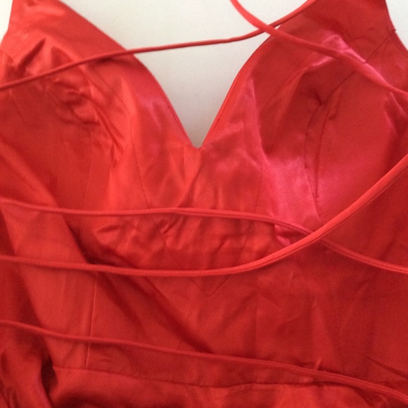 ALYCE PARIS Red V-Neck Short Fit N' Flare Dress Size 10 with lace up back - Picture 12 of 16